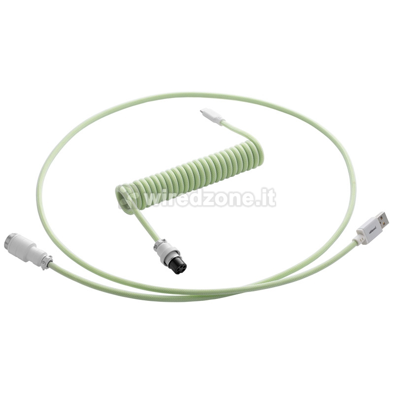 CableMod Pro Coiled Keyboard Cable USB-C To USB-A, Lime Sorbet - 150cm - 1