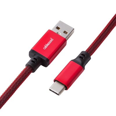 CableMod Pro Coiled Keyboard Cable USB-C To USB-A, Republic Red - 150cm - 3