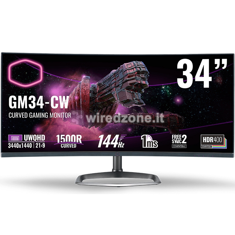 Cooler Master GM34-CW, 86,4 cm (34") 144Hz, UWQHD, VA - DP, HDMI - 1