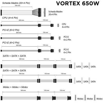 Noua Vortex 650W, 80 Plus Bronze, Non-Modular - 650 Watt