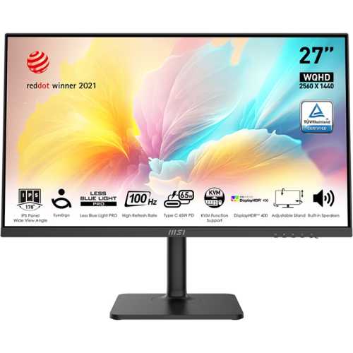 MSI Modern MD272QXP, 68,6 cm (27"), 100Hz, WQHD, IPS - USB-C, DP, HDMI