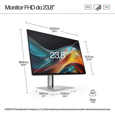 HP Series 7 Pro 724pf, 60,5 cm (23.8"), 100Hz, Full HD, IPS - DP, HDMI