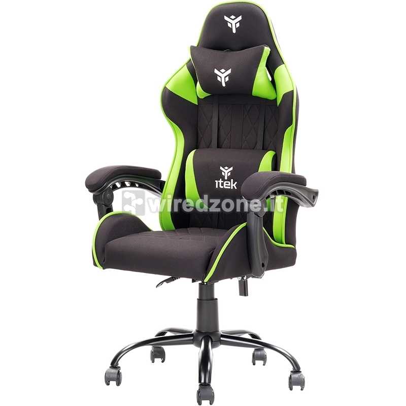 itek RHOMBUS FF10 Fabric Gaming Chair - Black / Green