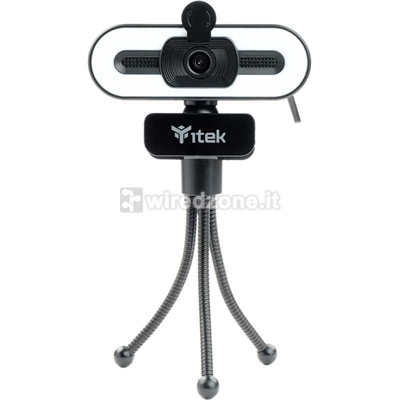 itek W401L Webcam with LED Ring, Microphone and Tripod - Black