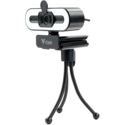 itek W401L Webcam with LED Ring, Microphone and Tripod - Black