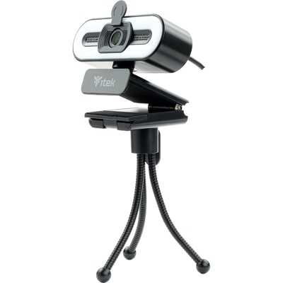 itek W401L Webcam with LED Ring, Microphone and Tripod - Black