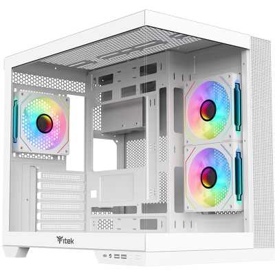 itek DARK CAVE DS Mid-Tower, Side-Glass - White