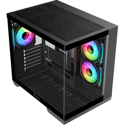 itek DARK CAVE DS Mid-Tower, Side-Glass - Black