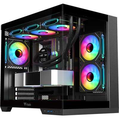 itek DARK CAVE DS Mid-Tower, Side-Glass - Black