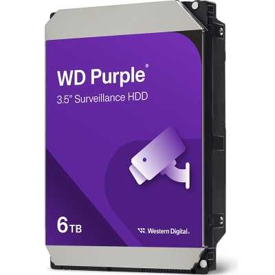 WD Purple HDD, SATA 6G, 5400 RPM, 256 MB, 3.5-inch - 6 TB