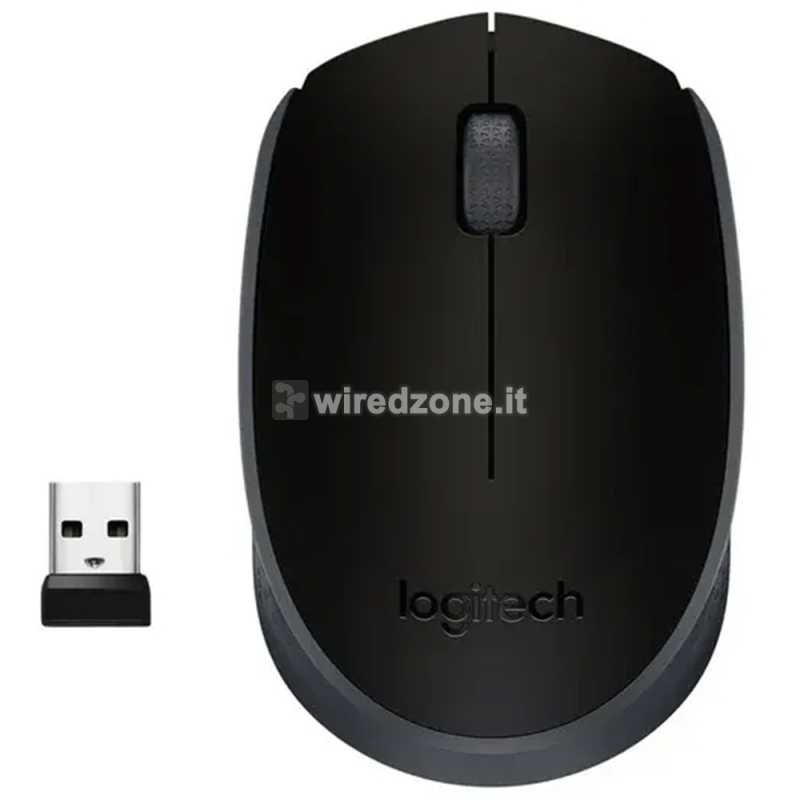 Logitech M171 Black-K, Mouse Wireless - Black Grey