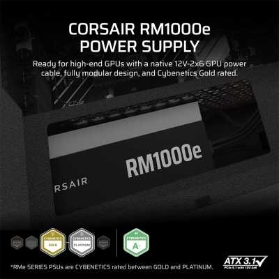 Corsair RM1000e (2025), Cybenetics Gold, Full-Modular - 1000 Watt