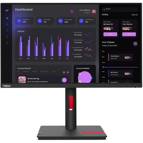 Lenovo ThinkVision T24i-30, 23.8", FHD, 60Hz, IPS, Pivot - VGA, DP, HDMI