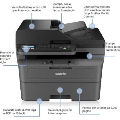 Brother MFC-L2827DWXL, A4 Multifunction Mono Laser Printer